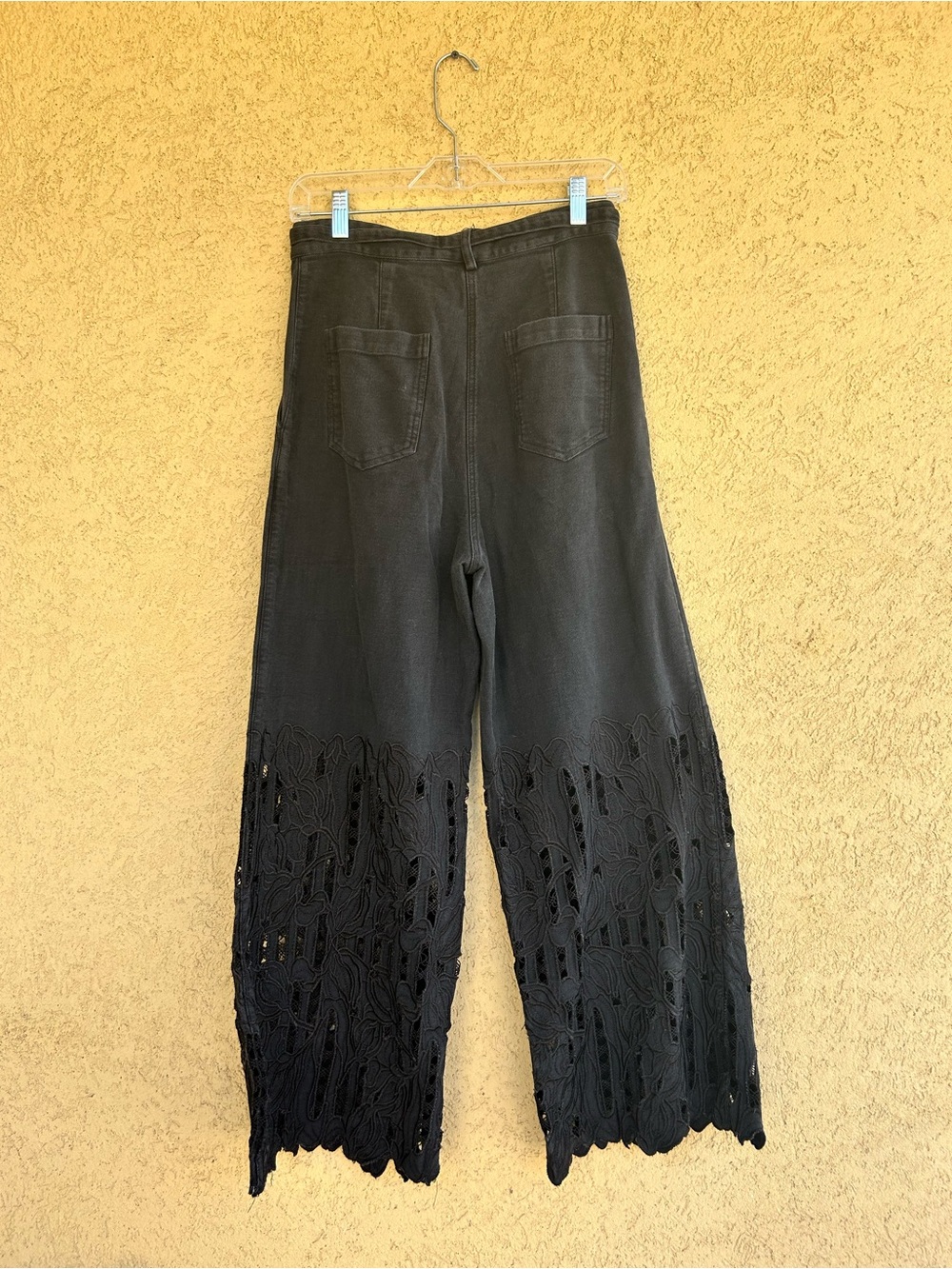 Sabina Musáyev MSRP $425 Black Bender Pants Wide-Leg Lace-Panel Pants - Picture 9 of 10